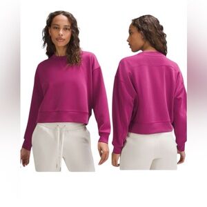 Size 6 Lululemon Softstreme Ribbed Perfectly Oversized cropped crew , fushia